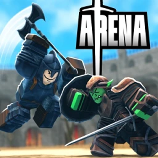 Hero image of Arena Overworld, an Open World RPG game on Roblox where a knight is battling a goblin character