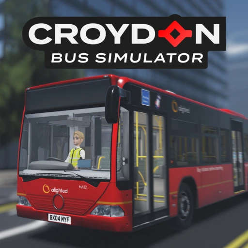 Hero image showing a Croydon bus with a driver in this bus simulator game on Roblox